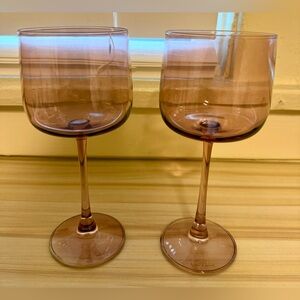 Our Place Violet-Tinted Wine Glass Pair with Accompanying Wine Bottle Covers